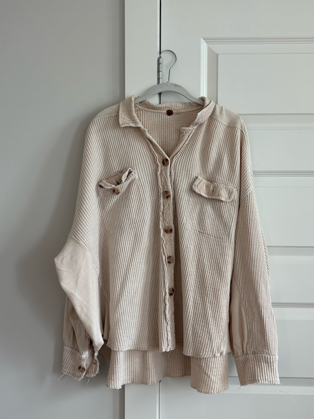 Free People Waffle-Knit Button-Up Shirt